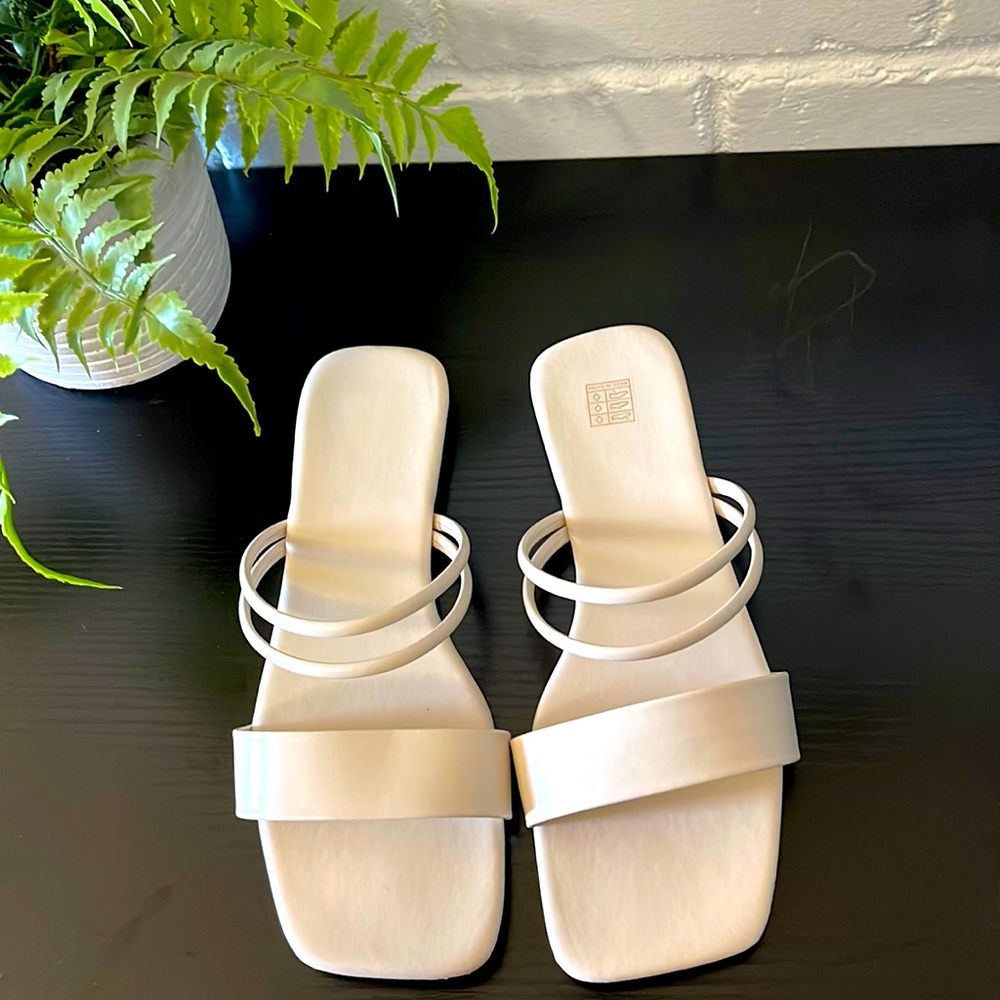 White square toe sandals